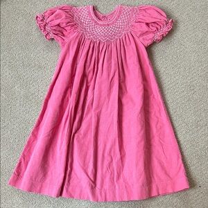 EUC Mom & Me pink corduroy smocked dress